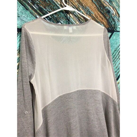 She + Sky Tunic Top Knit Top with Semi Sheer Back Panel Size Small Gray / Beige - Picture 5 of 12